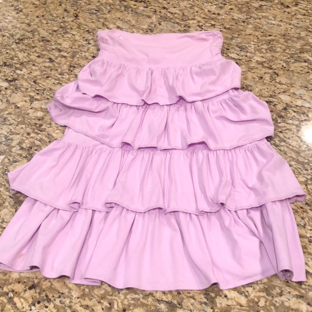 Purple strapless dress